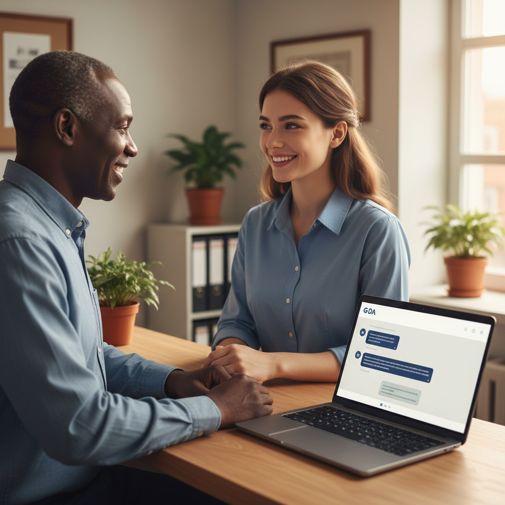 Interface de atendimento automatizado GDA com conversas humanizadas