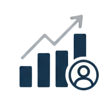 Ícone de produtividade com gráfico crescente